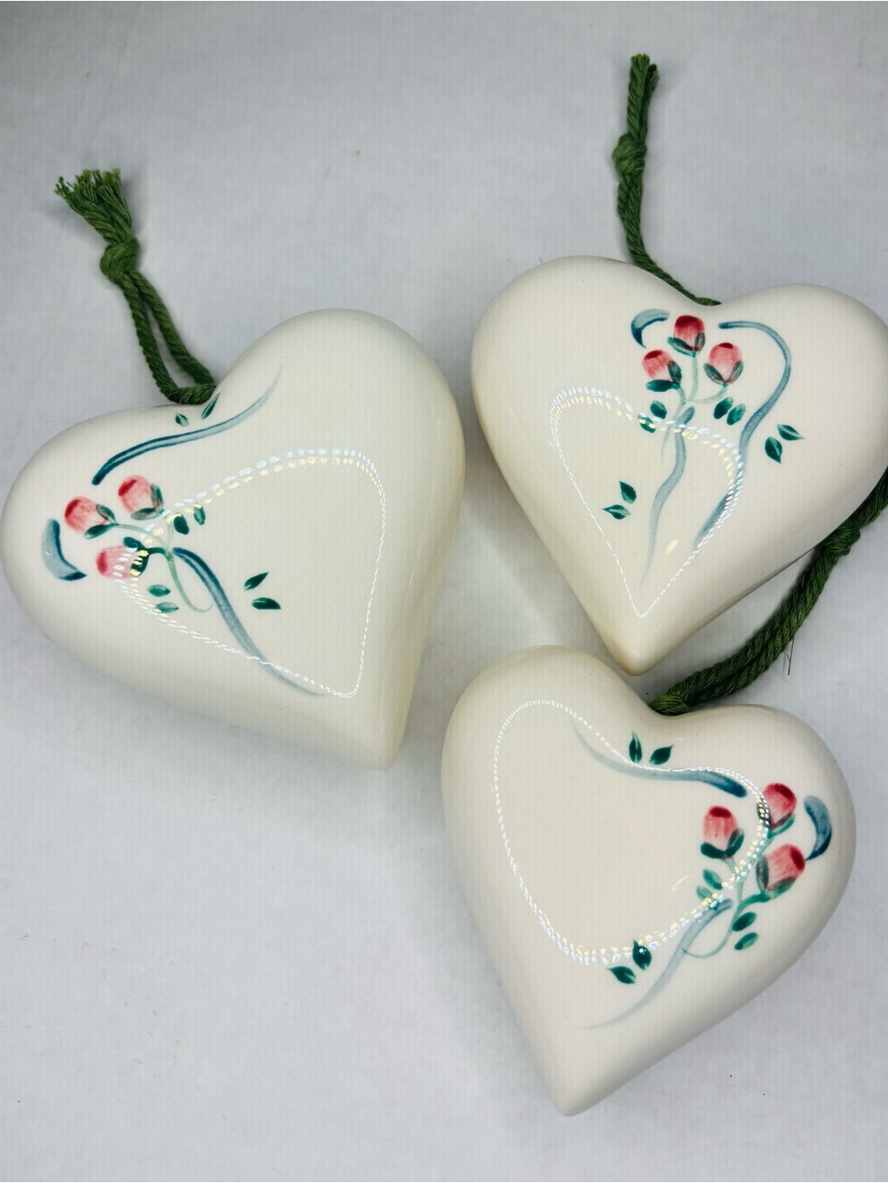 Hand-Painted  Ceramic Heart Hanging Wall decor-Set of 3